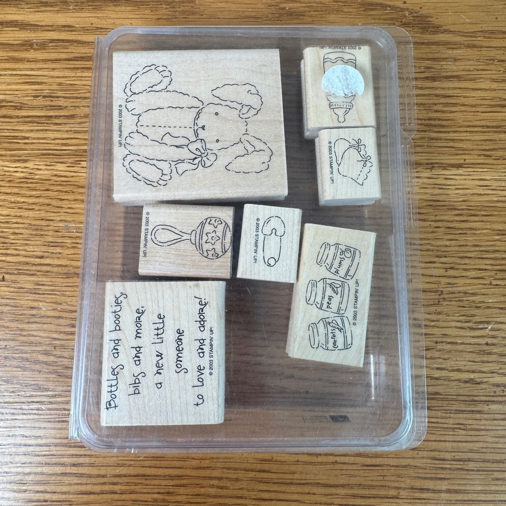 Stampin Up A‎ New Little Someone 7 Piece Wood Mount Rubber Stamp Set 2003 Baby